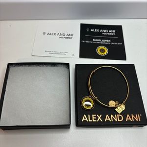 Alex and Ani Energy Bangle Expandable Bracelet Sunflower With Original Case